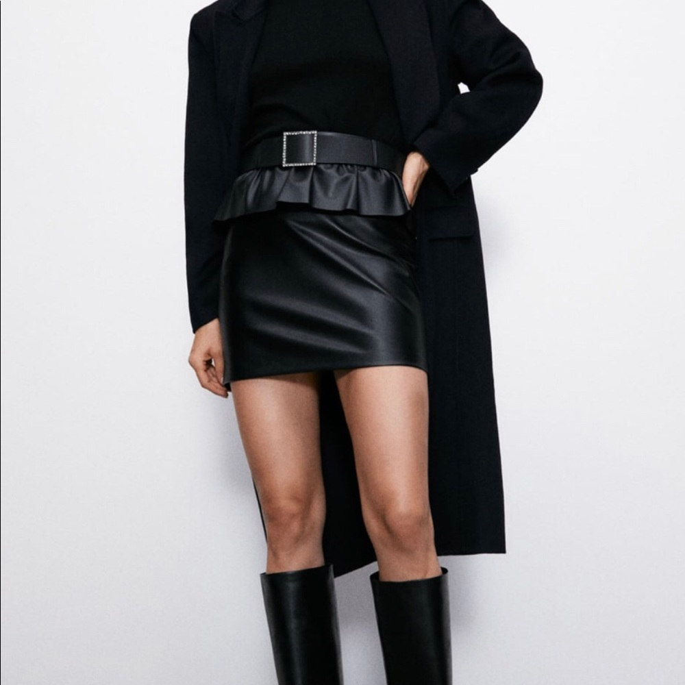 ZARA Faux Leather Skirt with Belt